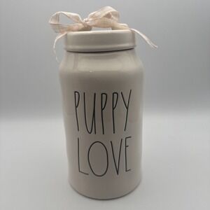 Magenta Rae Dunn Farmhouse Treat Jar Canister & Lid "Puppy Love" Dog